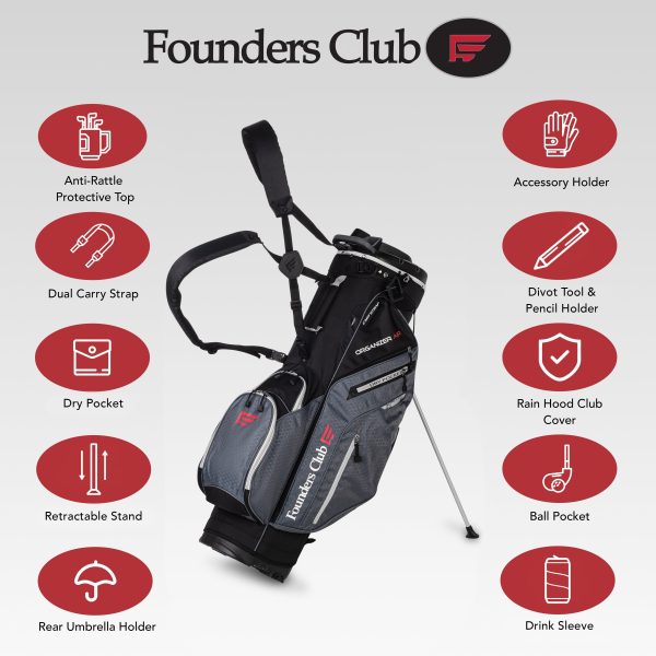 Founders Club Organizer Men s Golf Stand Bag with 14 Way Organizer Divider Top with Full Length Dividers For Sale