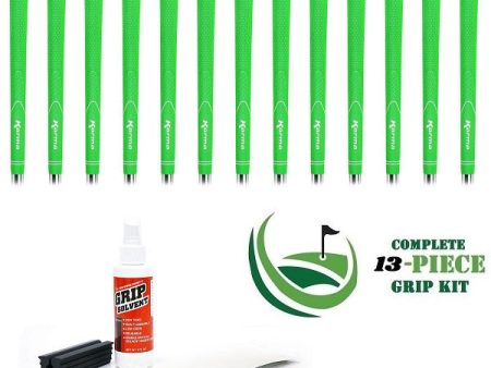 Karma Neion II - 13 piece Golf Grip Kit (with tape, solvent, vise clamp) - GREEN Hot on Sale