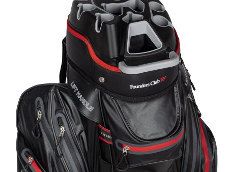 Founders Club 3rd Generation Premium Organizer 14 Way Golf Cart Bag - Black Red Waterproof Supply