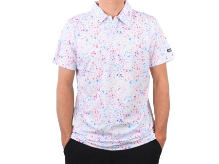 Paint Splatter Polo White Cheap