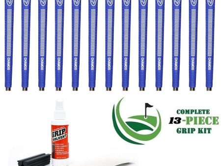 Avon Chamois - 13 piece Golf Grip Kit (with tape, solvent, vise clamp) - BLUE Online Hot Sale