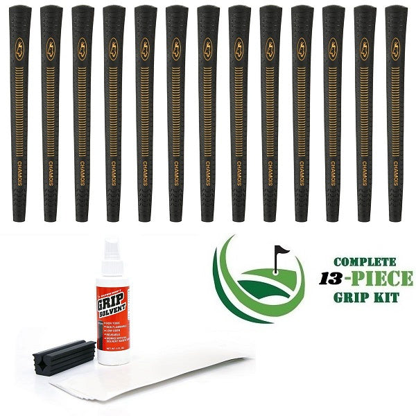 Avon Chamois - 13 piece Golf Grip Kit (with tape, solvent, vise clamp) - BLACK Online Hot Sale