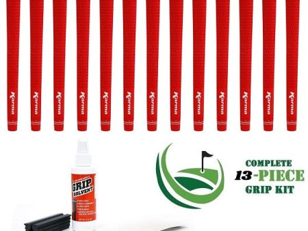 Karma Velour - 13 piece Golf Grip Kit (with tape, solvent, vise clamp) - RED Discount