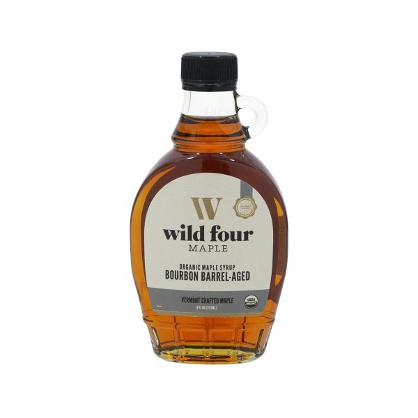 WILD FOUR Organic Bourbon Barrel-Aged Maple Syrup  (237mL) on Sale