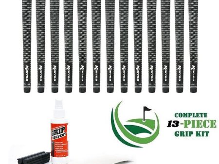 Karma Velour - 13 piece Golf Grip Kit (with tape, solvent, vise clamp) - BLACK   WHITE Sale