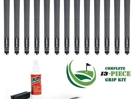 Lamkin Crossline - 13 piece Golf Grip Kit (with tape, solvent, vise clamp) - Classic Black White Discount