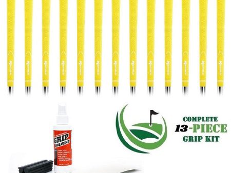 Karma Neion II - 13 piece Golf Grip Kit (with tape, solvent, vise clamp) - YELLOW Online Hot Sale