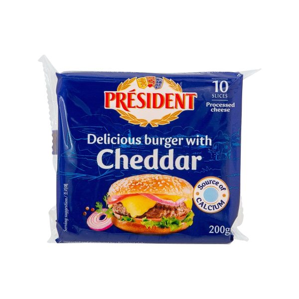 PRESIDENT Processed Cheese Slices - Cheddar  (200g) Sale