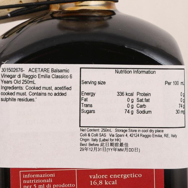 ACETARE Balsamic Vinegar di Reggio Emilia Classico 6 Years Old  (250mL) For Discount